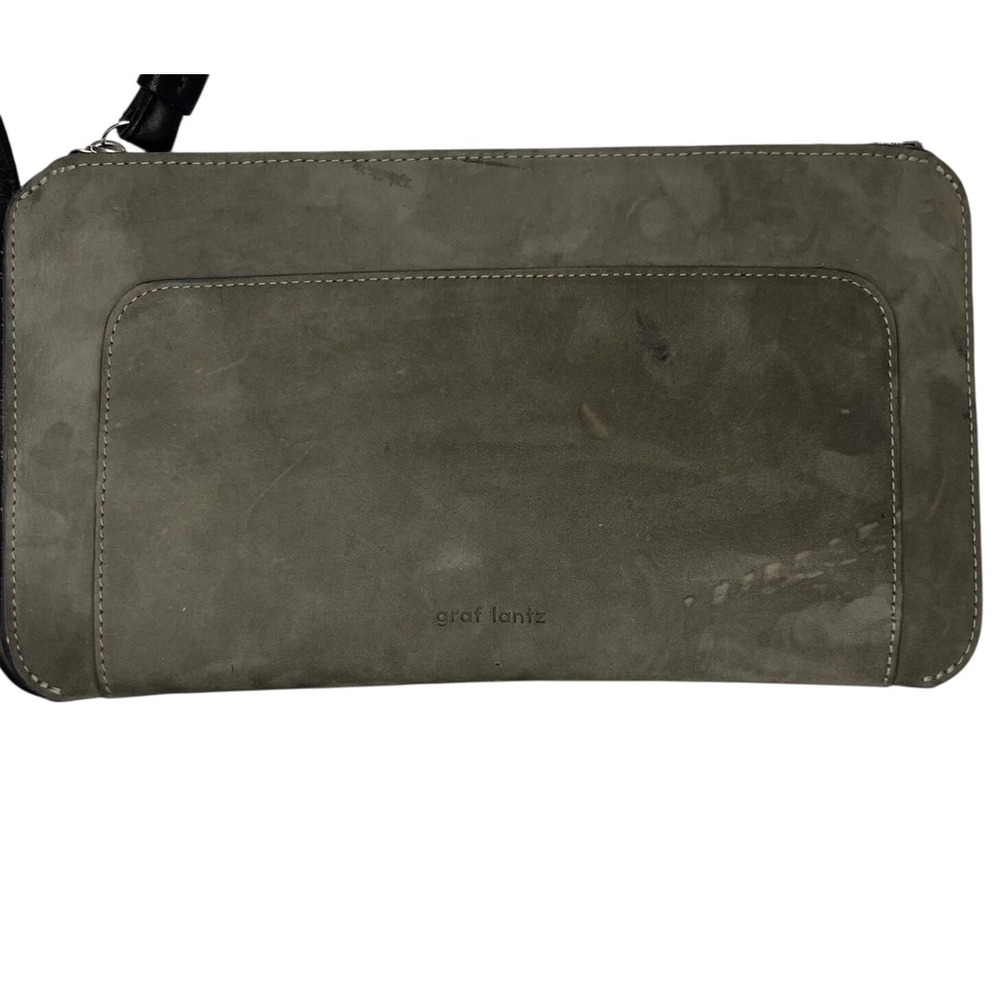 Graf Lantz Gray Suede 12 in Wristlet Clutch Purse - Picture 4 of 5